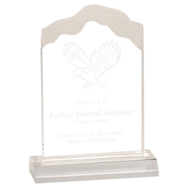 5" x 8" Frosted Cap Edge Acrylic with 6" Base Thumbnail