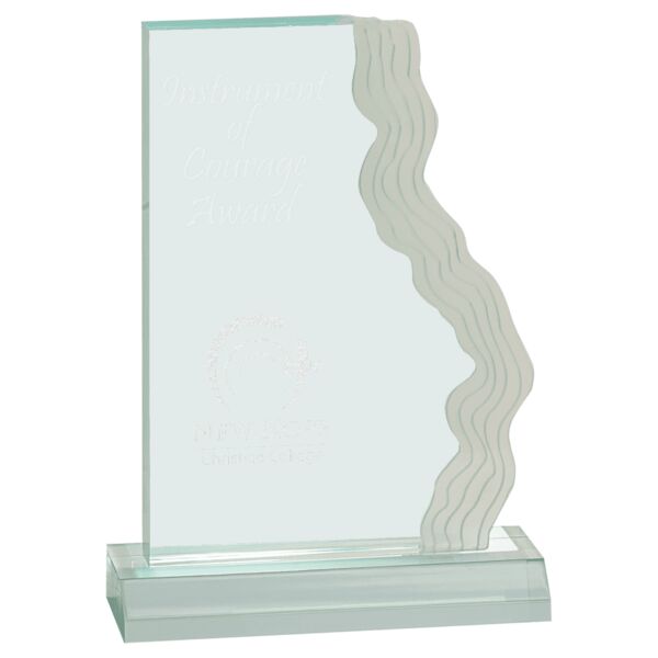 5 3/4" x 8" Jade Frosted Waterfall Edge Acrylic with 6 1/2" Base Thumbnail