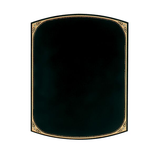 5 3/4" x 6 3/4" Brass Plate with Radius Top and Bottom, Leaf Design Florentine Border, and Four Holes Thumbnail
