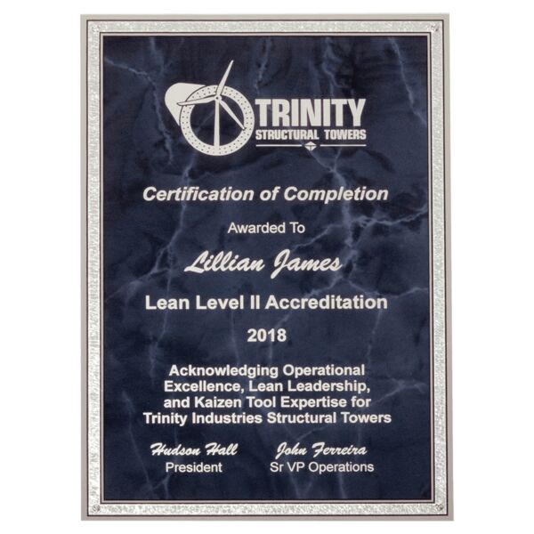 5 1/4" x 7 1/4" Marble Laserable Aluminum Plate with Border Thumbnail