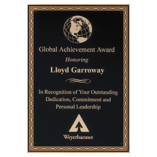 7" x 10" Laser Engravable Brass Plate with Braided Border and Four Holes Thumbnail