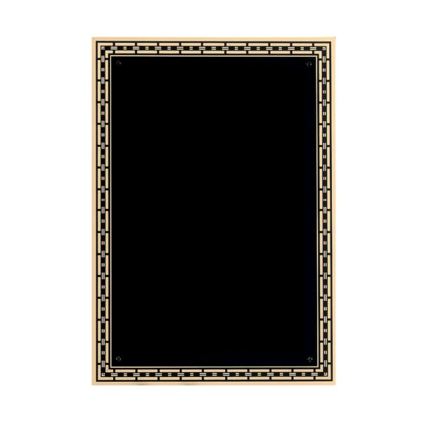 6 1/4" x 8 3/4" Brass Plated Steel Plate with Link Design Florentine Border and Four Holes Thumbnail