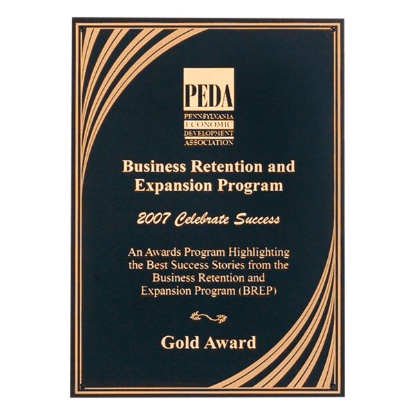 9" x 12" Laserable Brass Plate with Cascading Swirl Border and Four Holes Thumbnail