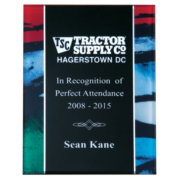 6" x 8" Acrylic Plaque Plate with Stained Glass Pattern Border and Center Thumbnail