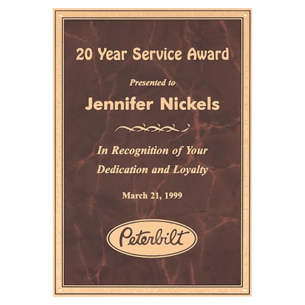 5 1/4" x 7 1/4" Brass Plated Steel Ruby Marble Plate with Border Thumbnail