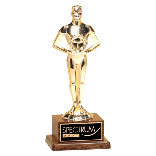 10 3/4" Cast Metal Goldtone Finish Classic Achiever Figure on a Solid Base and Laser Engravable Plate Thumbnail