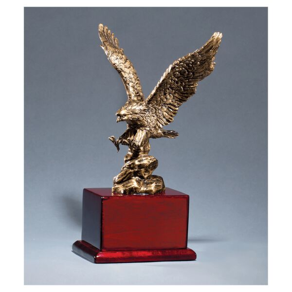 Antique Finished Eagle Resin Casting on Piano Finish Base Laserable Brass Plate Not Included Thumbnail